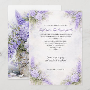 Lila-lavendel Blumencluster Geburtstagsfeier Einladung