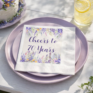 Lila-Lavendel-Blumengarten-Party 70. Geburtstag Serviette
