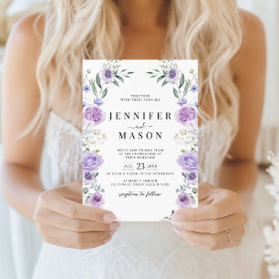 Lila-Lavendel-Blumenkranz Boho-Hochzeit Einladung