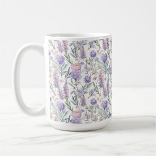 Lila Lavendel-Blumenmuster Cottagecore Kaffeetasse