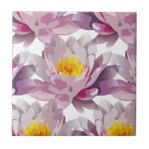 Lila Lavendel Blumenmuster Gelbe Blume Fliese