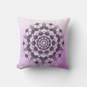 Lila Lavendel bokeh Mandala Abstrakt Throw Kissen
