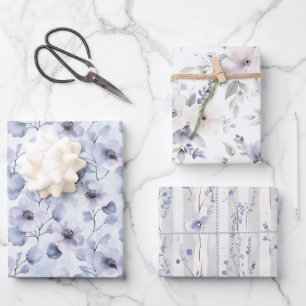 Lila Lavendel-Brautparty Geschenkpapier Set