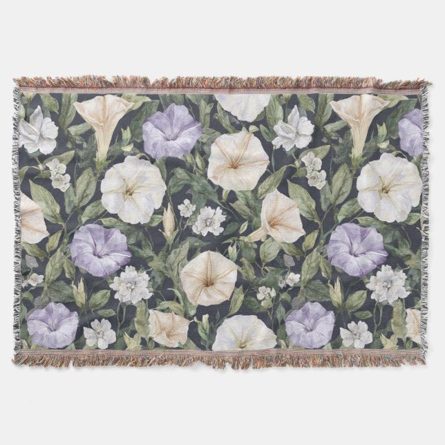 Lila Lavendel Creme Petunia Blumen   Decke (Vorderseite)