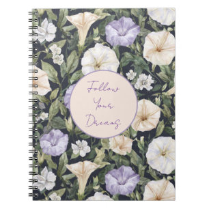 Lila Lavendel Creme Petunia Blumen   Notizblock