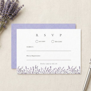 Lila Lavendel Elegante Florale Hochzeit RSVP Karte