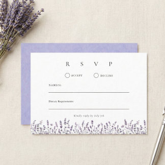 Lila Lavendel Elegante Florale Hochzeit RSVP Karte