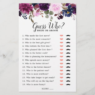 Lila Lavendel Floral Boho Brautparty Game