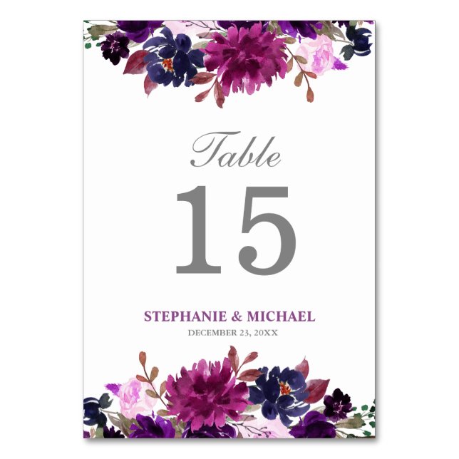 Lila Lavendel Floral Boho Tischnummer Card (Vorderseite)