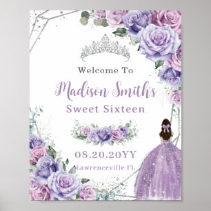 Lila Lavendel Floral Prinzessin Sweet 16 Geburtsta Poster
