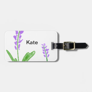 Lila Lavendel florale Aquarellfarbe Name cu Gepäckanhänger