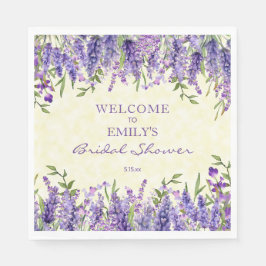 Lila Lavendel florgelbes Brautparty Serviette