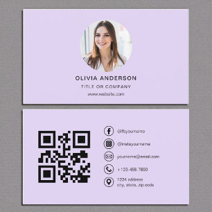 Lila Lavendel-Foto mit QR Code Social Media Visitenkarte