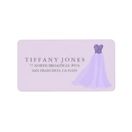 Lila Lavendel Glitzer Kleid Gourmet-Adressetikett Adressaufkleber