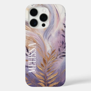 Lila Lavendel Gold Eleganz in Acryl mit Namen iPhone 16 Pro Hülle