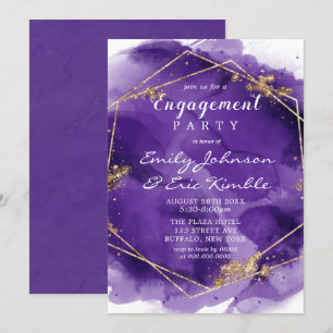 Lila Lavendel Gold Paint Engagement Party Einladung