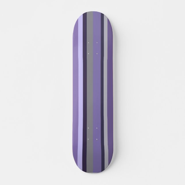 Lila Lavendel grau gestreift Skateboard (Vorne)