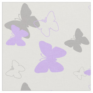 Lila Lavendel-Grau-Schmetterlingmuster Stoff