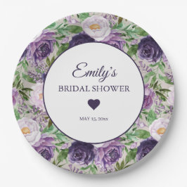 Lila Lavendel Grüne Brautparty Datum Pappteller