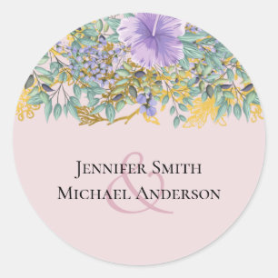 Lila Lavendel-Grüne Hochzeit Runder Aufkleber