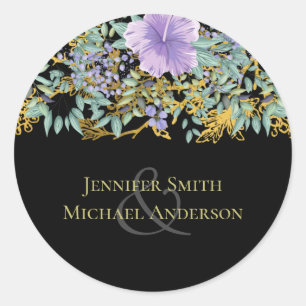 Lila Lavendel-Grüne Hochzeit Runder Aufkleber