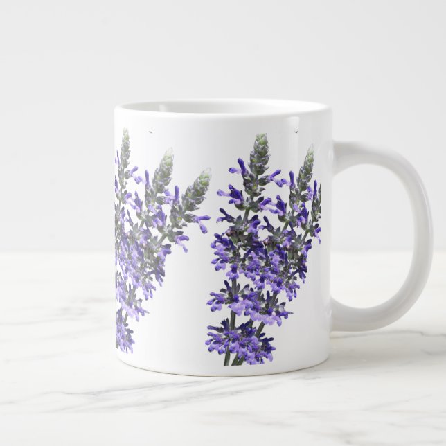 Lila Lavendel Herb Blume auf Keramik Jumbo-Tasse (Rechts)