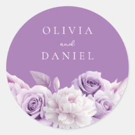 Lila Lavendel-Hochzeit Runder Aufkleber