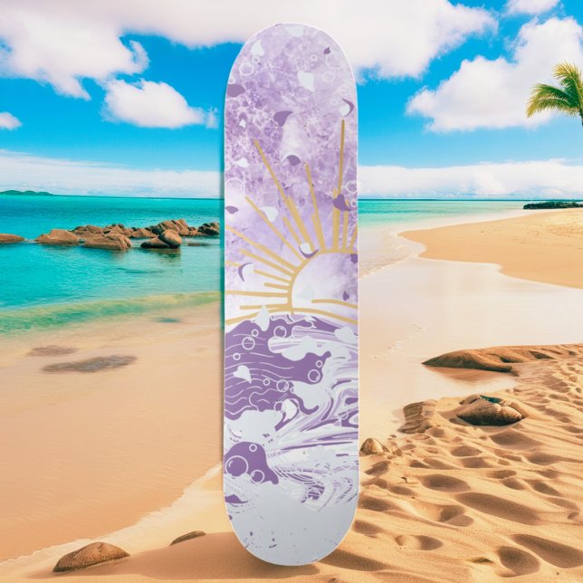 Lila Lavendel Lilac Goldener Sonnenuntergang Skateboard (Von Creator hochgeladen)