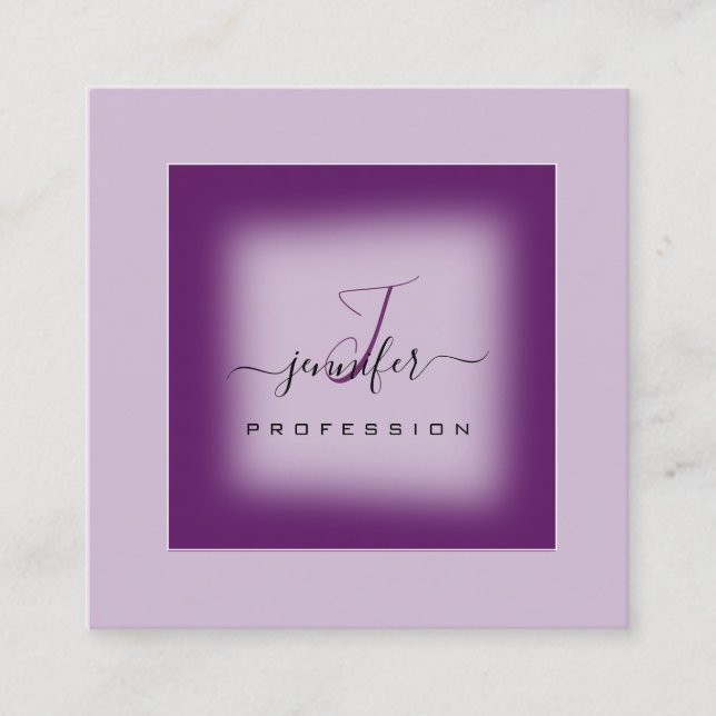 Lila Lavendel-Makeup-Monogramm-Logo Quadratische Visitenkarte (Vorderseite)