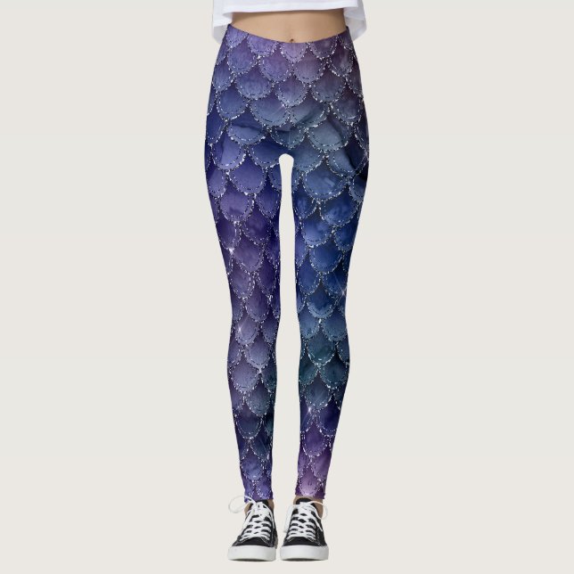 Lila Lavendel Mermaid Leggings (Vorderseite)
