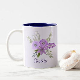 Lila Lavendel mit individueller Floral Zweifarbige Tasse