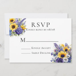 Lila Lavendel mit Sonnenblumen RSVP-Karten Einladung