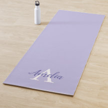 Lila Lavendel Monogram Script Yoga Mat