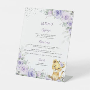 Lila Lavendel-Niedliches Lion Baby Duschmenü Sockelschild