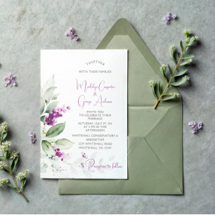 Lila Lavendel-Pflanze - Lila Hintergrundhochzeit Einladung