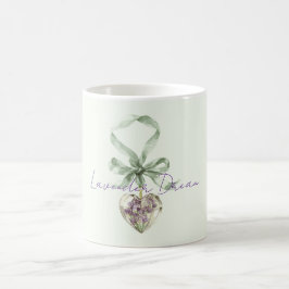 Lila Lavendel Pistazien Grün Florales Herz Kaffeetasse