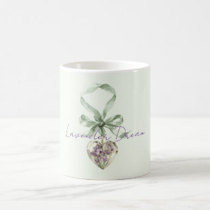 Lila Lavendel Pistazien Grün Florales Herz Kaffeetasse