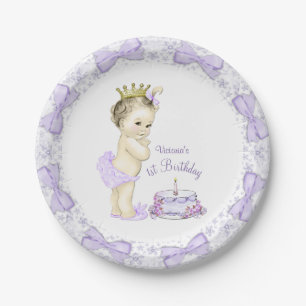 Lila Lavendel Prinzessin 1. Geburtstagsfeier Pappteller