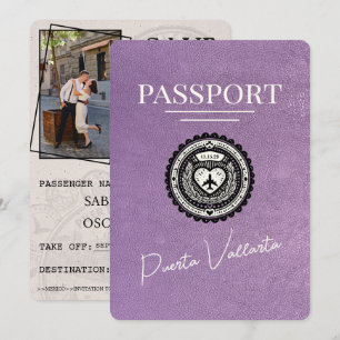 Lila Lavendel Puerta Vallarta Reisepass Save The Date