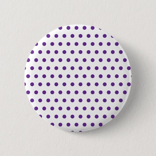Lila-lavendel Punkte-Muster Weiß Button (Vorderseite)