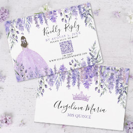 Lila Lavendel Quinceanera QR-Code UAWG RSVP Karte