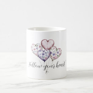 Lila Lavendel Rosa Florale Herzballons Kaffeetasse