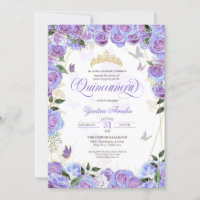 Lila Lavendel Rose Elegante Butterfly Quinceanera