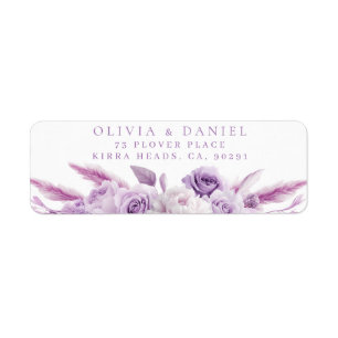 Lila Lavendel-Rosen Hochzeit-Rücksende-Adressetike