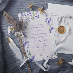 Lila Lavendel Rustikale Budget-QR-Code-Hochzeit Einladung