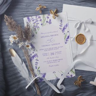 Lila Lavendel Rustikale Budget-QR-Code-Hochzeit Einladung