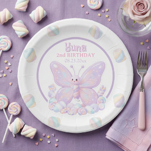 Lila Lavendel Schmetterling Geburtstag Pappteller