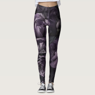 Lila Lavendel Schwermütige Rosen Floral Goth Leggings