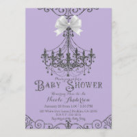 Lila Lavendel & Silver White Bow Baby Dusche