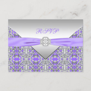 Lila Lavendel Spitzen Diamant Hochzeit RSVP Karte